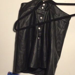 black leather, button down skirt